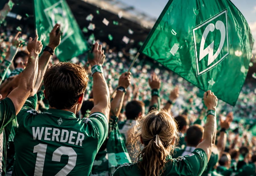 Jubelnde Werder-Fans im Stadion