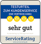 ServiceRating bewertet den EWE Kundenservice mit "sehr gut".